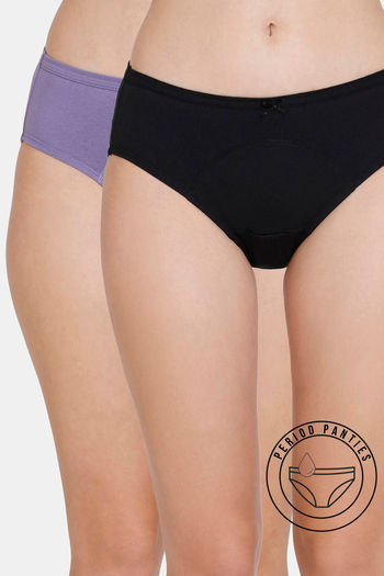Buy Lavos Medium Rise Full Coverage Hipster Period Panty (Pack of 2) - Multicolor